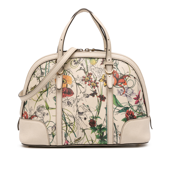 Pre-Loved Gucci Small Leather Flora Nice Dome Satchel - Picture 1 of 11